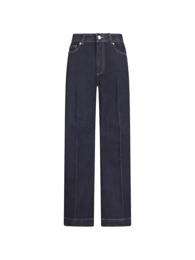 Sportmax Logo-patch Straight-leg Jeans In Blue