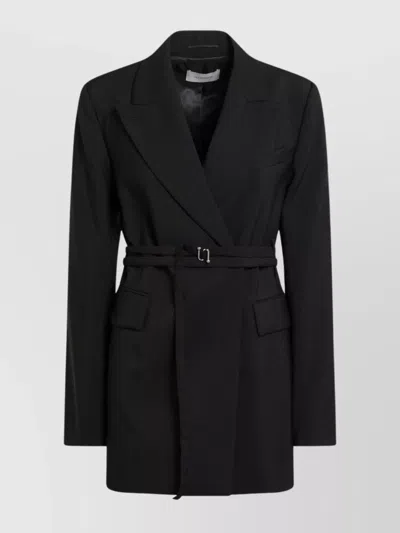 Sportmax Long Belted Double Breasted Jacket In Black