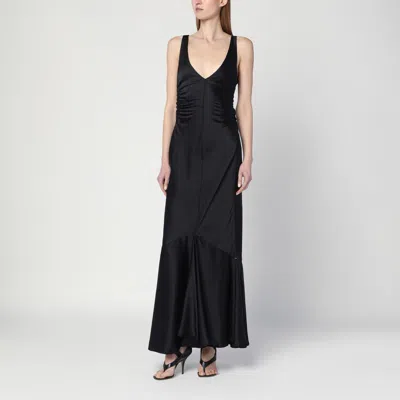Sportmax Long Black Dress In Satin