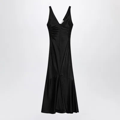 Sportmax Long Black Dress In Satin