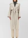 Sportmax Long Coat With Belt And Notched Lapels In Neutral