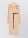 Sportmax Long Coat With Belted Waist And Pockets In Neutral