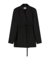 Sportmax Long Double-breasted Black Jacket With Belt In Black