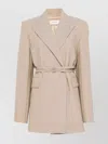 Sportmax Long Double-breasted Blazer With Arrow Lapel Collar In Neutral