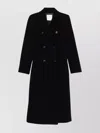 Sportmax Long Double-breasted Coat Structured Shoulders In Black