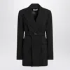 Sportmax Long Double-breasted Jacket With Belt In Black