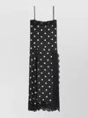 Sportmax Long Silk Twill Dress With Lace Accents And Asymmetrical Hem In Brown