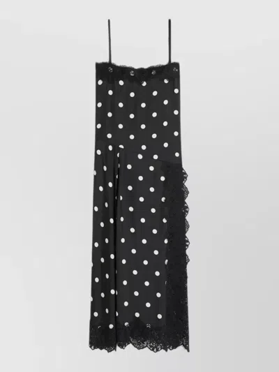 Sportmax Long Dress Straight Neckline Lace Polka Dot In Black