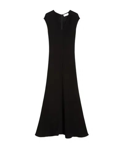 Sportmax Long Dress With V-neck In Cannete - Black