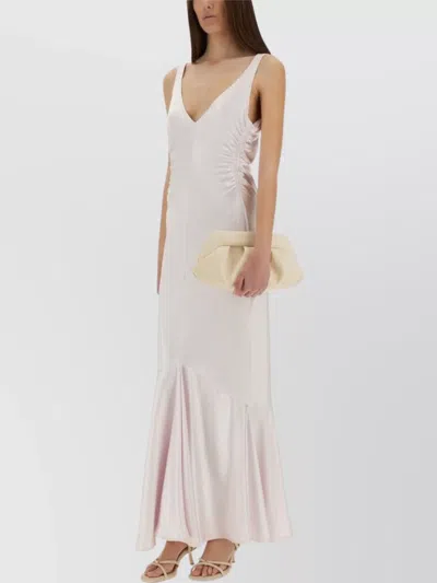 Sportmax Long Katia Dress Flared Hem In Neutral