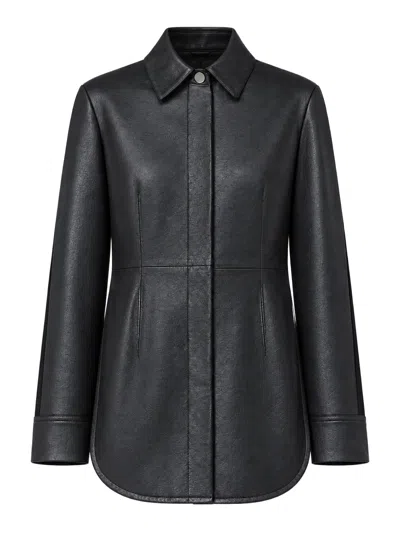 Sportmax Long Leather Coccole Shirt In Black