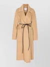Sportmax Long Length Belted Coat With Notched Lapels In Brown