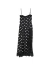 Sportmax Long Silk Twill Dress With Lace Accents And Asymmetrical Hem In Brown