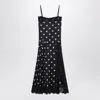 Sportmax Long Silk Twill Dress With Lace Accents And Asymmetrical Hem In Brown