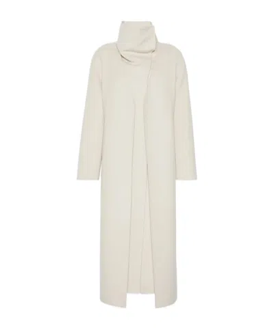 Sportmax Long Pure Wool Coat In Neutral
