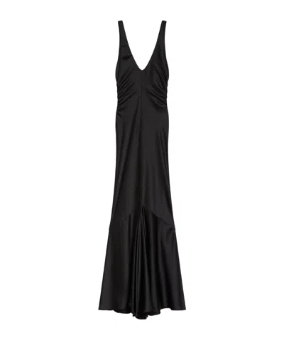 Sportmax Long Satin Dress In Black