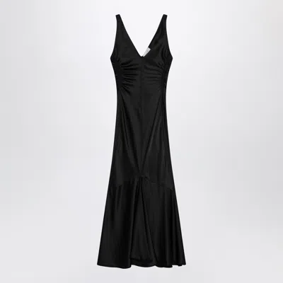 Sportmax Long Satin Dress In Black