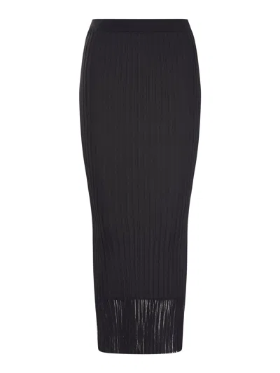 SPORTMAX LONG SKIRT IN STRETCH RIBBED FABRIC