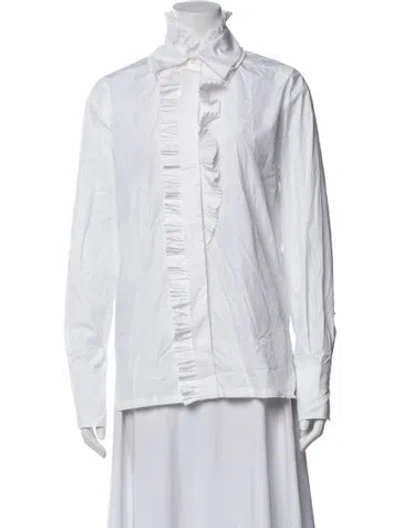 Pre-owned Sportmax Long Sleeve Blouse In White