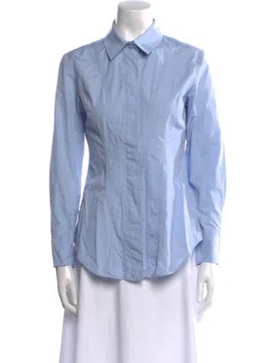 Pre-owned Sportmax Long Sleeve Button-up Top In Blue