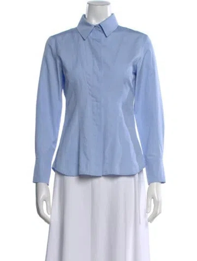 Pre-owned Sportmax Long Sleeve Button-up Top In Blue