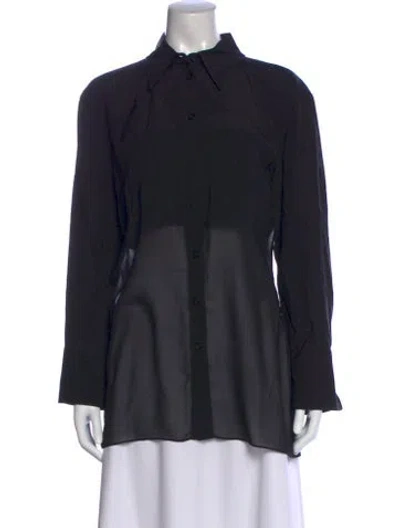 Pre-owned Sportmax Long Sleeve Button-up Top W/ Tags In Black