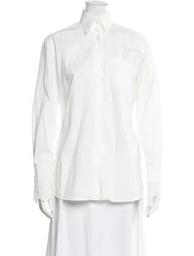 Pre-owned Sportmax Long Sleeve Button-up Top In White