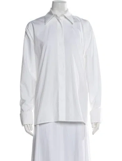 Pre-owned Sportmax Long Sleeve Button-up Top In White