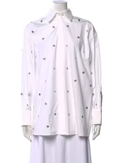 Pre-owned Sportmax Long Sleeve Button-up Top In White