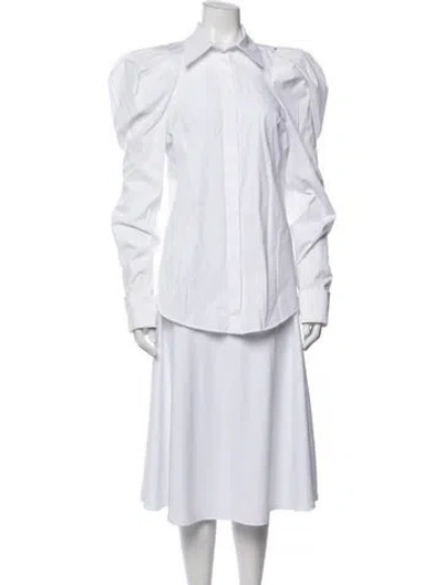 Pre-owned Sportmax Long Sleeve Button-up Top In White