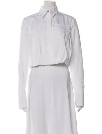 Pre-owned Sportmax Long Sleeve Button-up Top In White