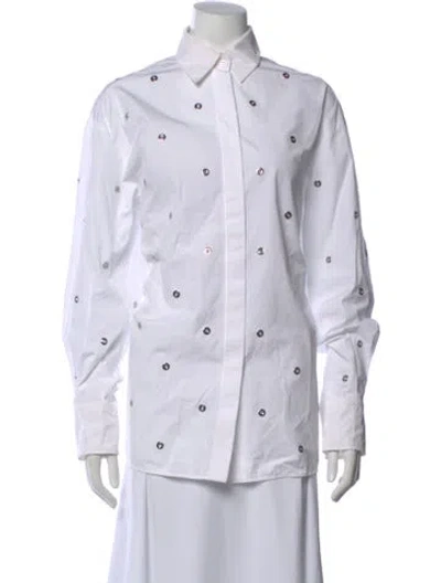 Pre-owned Sportmax Long Sleeve Button-up Top In White