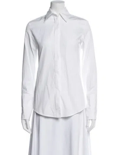 Pre-owned Sportmax Long Sleeve Button-up Top In White