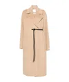Sportmax Long Length Belted Coat With Notched Lapels In Nude