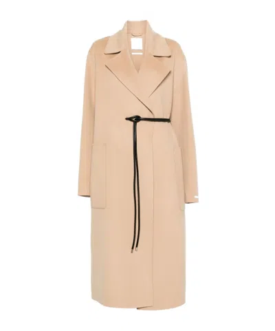 Sportmax Long Sleeve Coat In Nude
