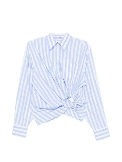 Sportmax Long Sleeve Cotton Shirt With Chest Pocket And Button Closure In Blue