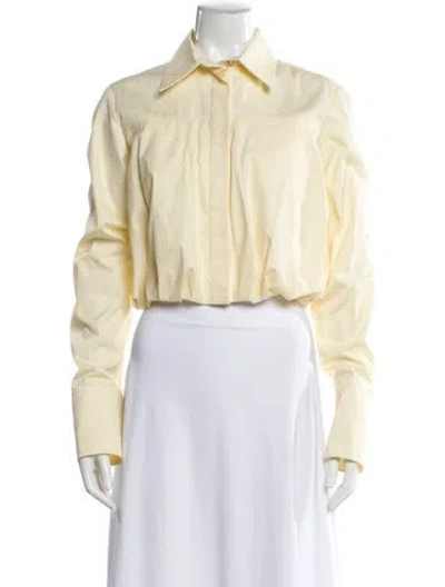 Pre-owned Sportmax Long Sleeve Crop Top In Yellow