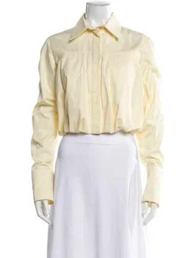 Pre-owned Sportmax Long Sleeve Crop Top In Yellow