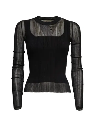 Sportmax Long-sleeve Ribbed Knitwear In Black