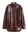 Sportmax Oversized Nappa Leather Shirt Jacket In Burgundy