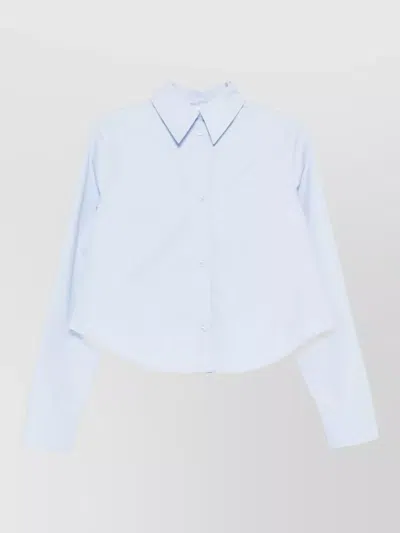 Sportmax Long Sleeve Shirt Pleated Back Collar In Blue