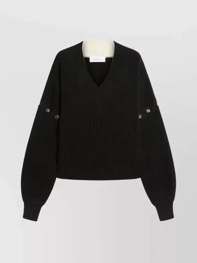 SPORTMAX LONG SLEEVE V-NECK WOOL KNIT TOP