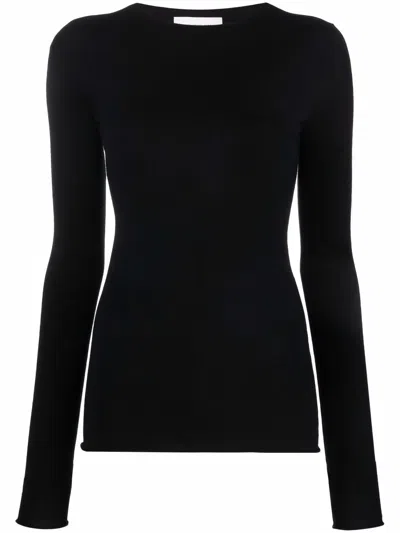 Sportmax Long-sleeve Wool Top In Black