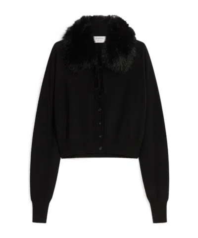 Sportmax Long-sleeved Cardigan With Detachable Collar In Black