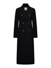 Sportmax Long Double-breasted Wool Coat Featuring Belt In Black