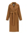 Sportmax Poison Coat With Belt Clothing In Brown