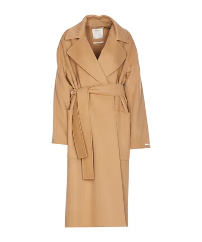 Sportmax Long-sleeved Coat In Beige
