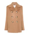 Sportmax Wool Double-breasted Coat With Structured Silhouette In Nude