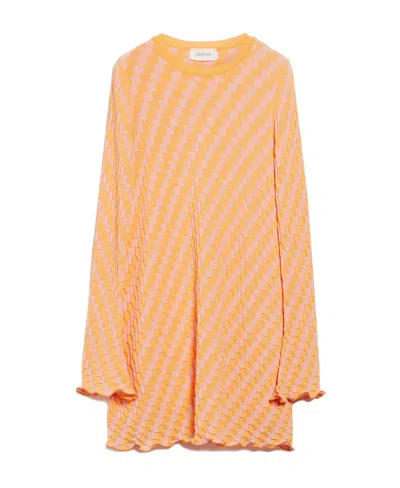 Sportmax Long-sleeved Cotton Dress In Orange