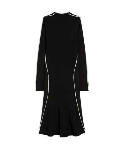 Sportmax Long-sleeved Dress In Black